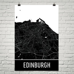 Edinburgh Scotland Street Map Poster Black
