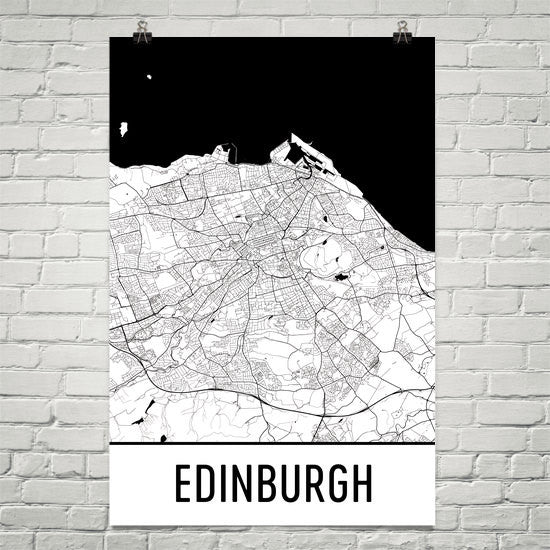 Edinburgh Scotland Street Map Poster White