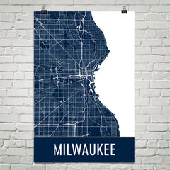 Milwaukee WI Street Map Poster Black