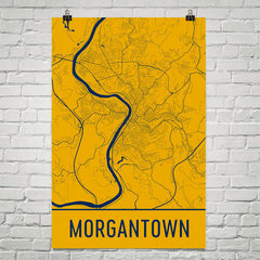 Morgantown WV Street Map Poster Yellow