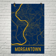 Morgantown WV Street Map Poster Blue