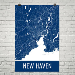 New Haven CT Street Map Poster Blue