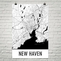 New Haven CT Street Map Poster White