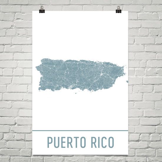 Puerto Rico Street Map Poster - Wall Print by Modern Map Art