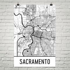 Sacramento CA Street Map Poster White