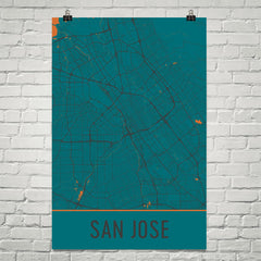San Jose CA Street Map Poster Teal