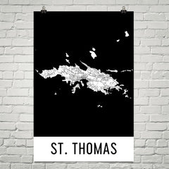 St. Thomas Street Map Poster Tan and Blue