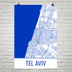 Tel Aviv Street Map Poster Blue