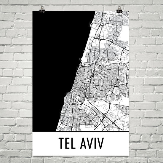 Tel Aviv Street Map Poster White