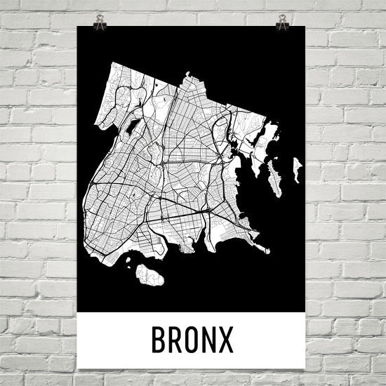Bronx NY Street Map Poster White