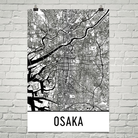 Osaka Japan Street Map Poster White