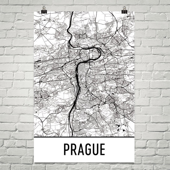 Prague Street Map Poster White