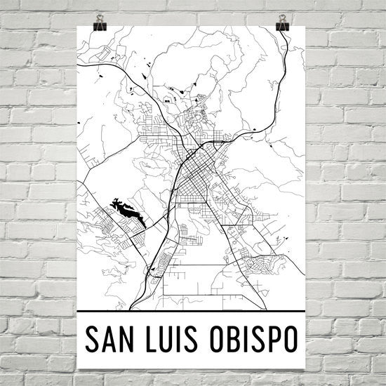 San Luis Obispo Street Map Poster White