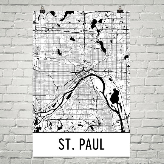 St. Paul MN Street Map Poster White