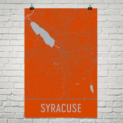 Syracuse NY Street Map Poster Orange
