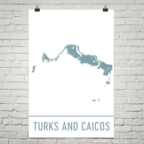 Turks and Caicos Street Map Poster White