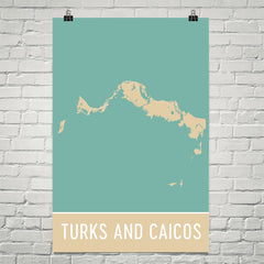 Turks and Caicos Street Map Poster Black