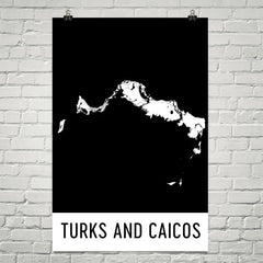 Turks and Caicos Street Map Poster Tan and Blue