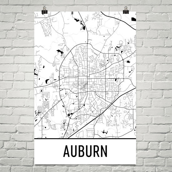 Auburn Street Map Poster White