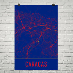 Caracas Street Map Poster Blue