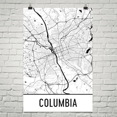 Columbia SC Street Map Poster White