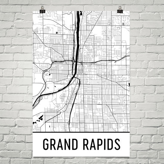 Grand Rapids MI Street Map Poster White