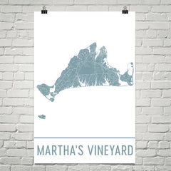 Martha's Vineyard Street Map Poster White