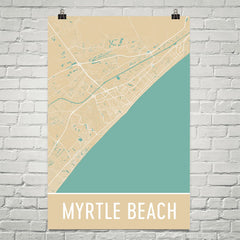 Myrtle SC Beach Street Map Poster Black