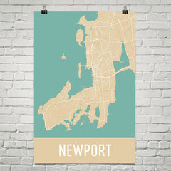 Newport RI Street Map Poster Black