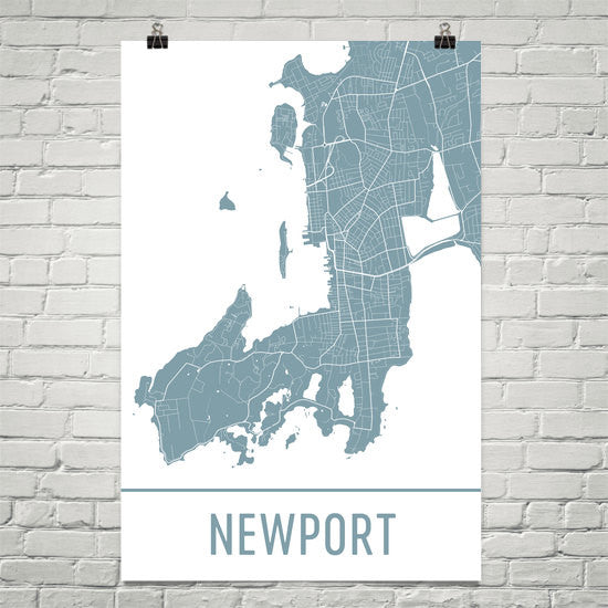 Newport RI Street Map Poster White