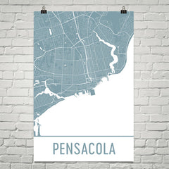 Pensacola FL Street Map Poster White