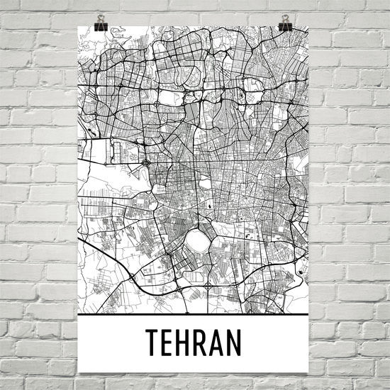 Tehran Street Map Poster White