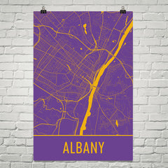 Albany NY Street Map Poster Purple