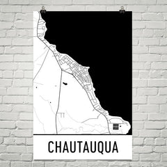 Chautauqua NY Street Map Poster White