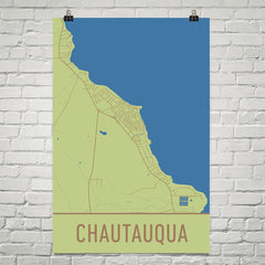 Chautauqua NY Street Map Poster Green