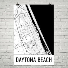 Daytona Beach FL Street Map Poster Tan and Blue