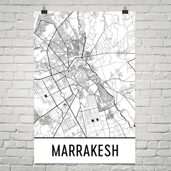 Marrakesh Street Map Poster White