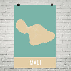 Maui Hawaii Street Map Poster Black