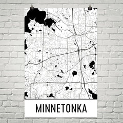 Minnetonka MN Street Map Poster White
