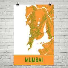 Mumbai India Street Map Poster Yellow