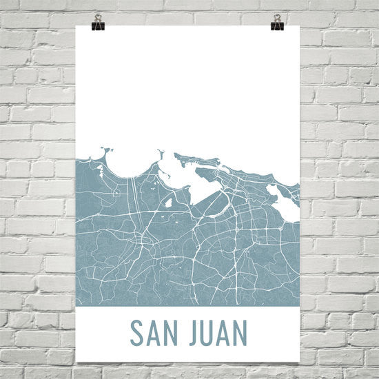 San Juan PR Street Map Poster White