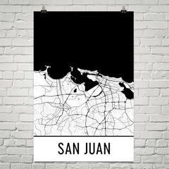 San Juan PR Street Map Poster Black
