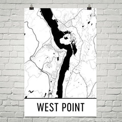 West Point NY Street Map Poster White