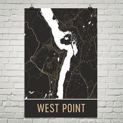 West Point NY Street Map Poster Black