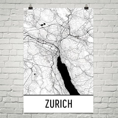Zurich Street Map Poster White