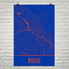 Boise Idaho Street Map Poster Blue