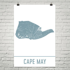 Cape May NJ Street Map Poster White