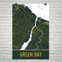 Green Bay WI Street Map Poster Green