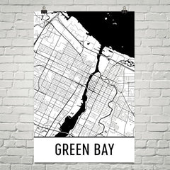 Green Bay WI Street Map Poster White