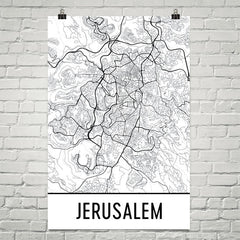 Jerusalem Street Map Poster White